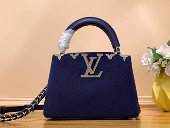 Louis Vuitton Capucines BB blue velvet bag