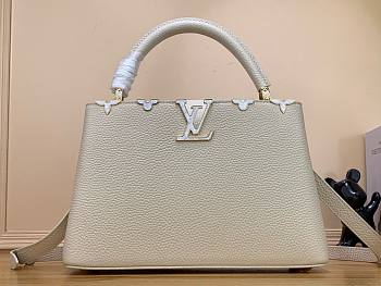 Louis Vuitton Capucines MM white leather pearl bag