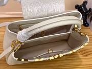 Louis Vuitton Capucines MM white leather pearl bag - 5