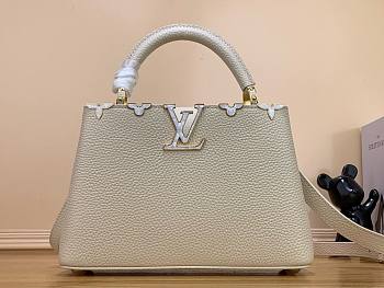 Louis Vuitton Capucines PM white leather pearl bag