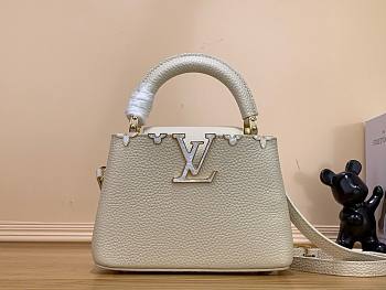 Louis Vuitton Capucines BB white leather pearl bag