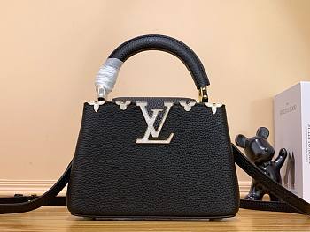 Louis Vuitton Capucines BB black leather pearl bag