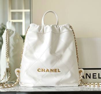 Chanel 22 white leather backpack