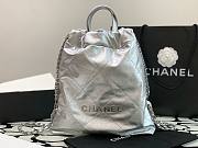 Chanel 22 silver leather backpack - 1