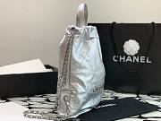 Chanel 22 silver leather backpack - 6