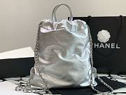 Chanel 22 silver leather backpack - 5