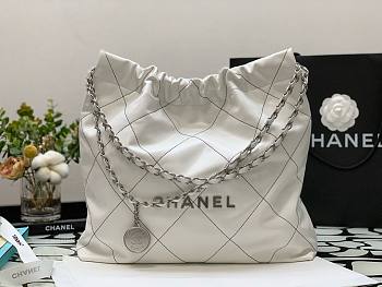 Chanel 22 white silver tote bag 