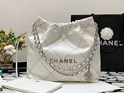 Chanel 22 white silver small tote bag - 1