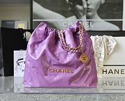 Chanel 22 purple gold tote bag - 2