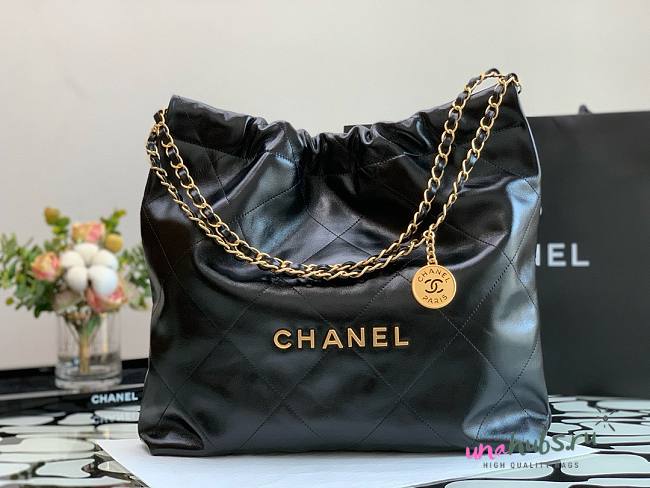 Chanel 22 black gold tote bag - 1