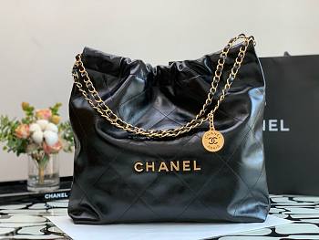 Chanel 22 black gold tote bag