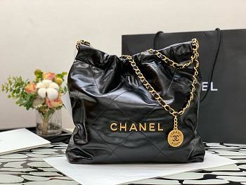 Chanel 22 black gold small tote bag