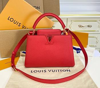 Louis Vuitton Capucines PM red leather gold bag