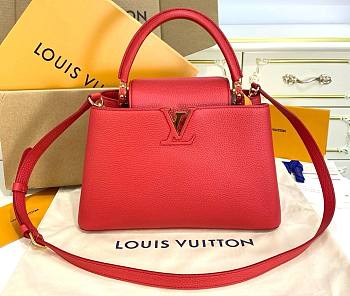 Louis Vuitton Capucines MM red leather bag