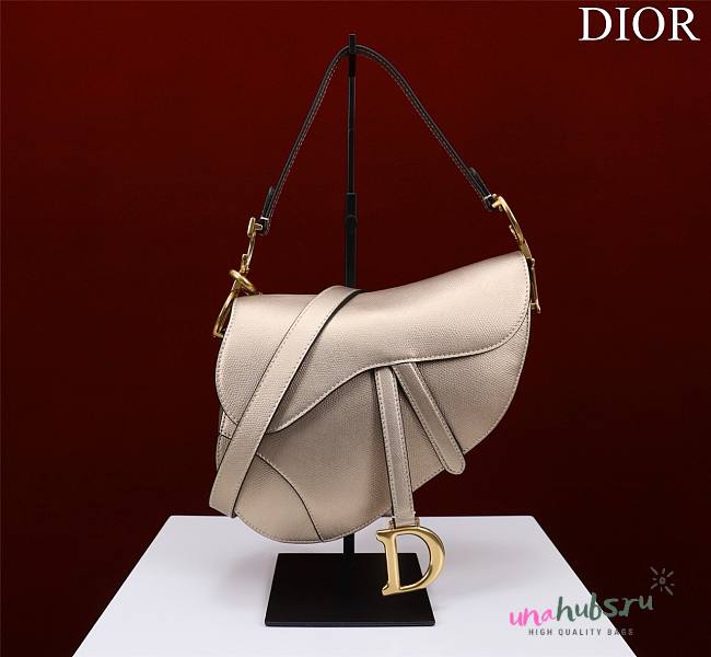 Dior Saddle gold metallic leather long strap bag - 1