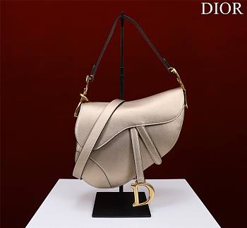 Dior Saddle gold metallic leather long strap bag