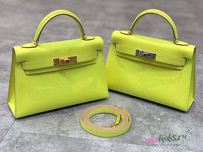 Hermes Kelly Mini Lime Color Togo Leather (silver / gold ) Bag  - 1