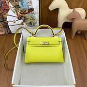 Hermes Kelly Mini Lime Color Togo Leather (silver / gold ) Bag  - 5