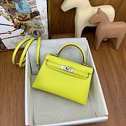 Hermes Kelly Mini Lime Color Togo Leather (silver / gold ) Bag  - 3