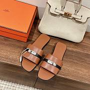 Hermes kelly brown lock sandals - 1