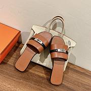 Hermes kelly brown lock sandals - 6