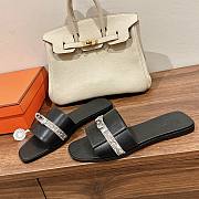 Hermes kelly black lock sandals - 4