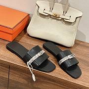 Hermes kelly black lock sandals - 2