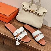 Hermes kelly white lock sandals - 6