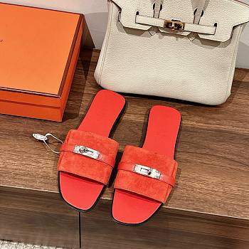 Hermes kelly orange lock sandals