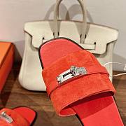 Hermes kelly orange lock sandals - 6