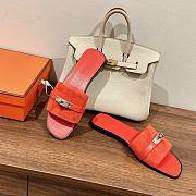 Hermes kelly orange lock sandals - 3