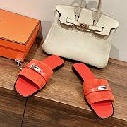 Hermes kelly orange lock sandals - 2