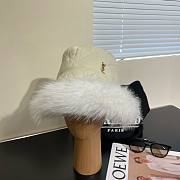 YSL round white fur hat - 6