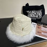 YSL round white fur hat - 5