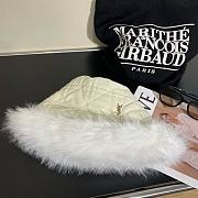 YSL round white fur hat - 4