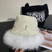 YSL round white fur hat - 2