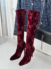 YSL  red velvet high heeled boots  - 6