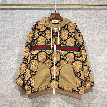 Gucci Double G brown cotton linen jacket