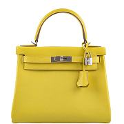 Hermes Kelly Retourne Lime Silver Hardware Togo Leather - 6