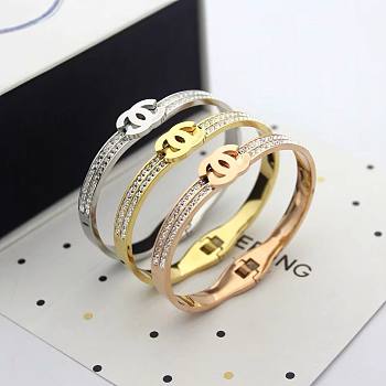 Chanel 18K CC thin bracelet 