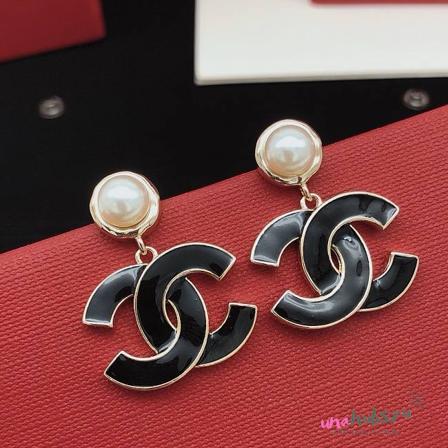 Chanel pearl black earings - 1