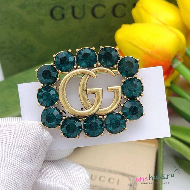 Gucci blue stone brooch - 1