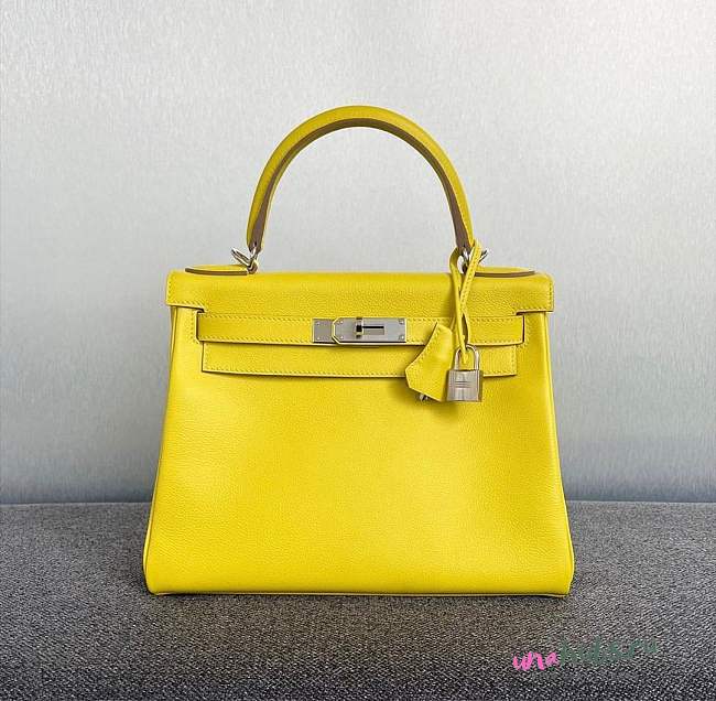 Hermes Kelly Retourne Lime Silver Hardware Togo Leather - 1