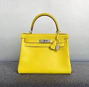 Hermes Kelly Retourne Lime Silver Hardware Togo Leather - 1