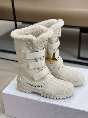 Christian Dior D-Venture White Leather Snow Boots 