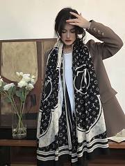 Louis Vuitton black flower scarf - 1