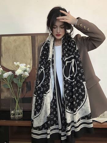Louis Vuitton black flower scarf