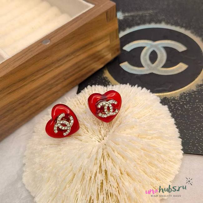 Chanel red heart earings  - 1