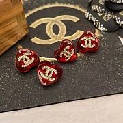 Chanel red heart earings  - 2