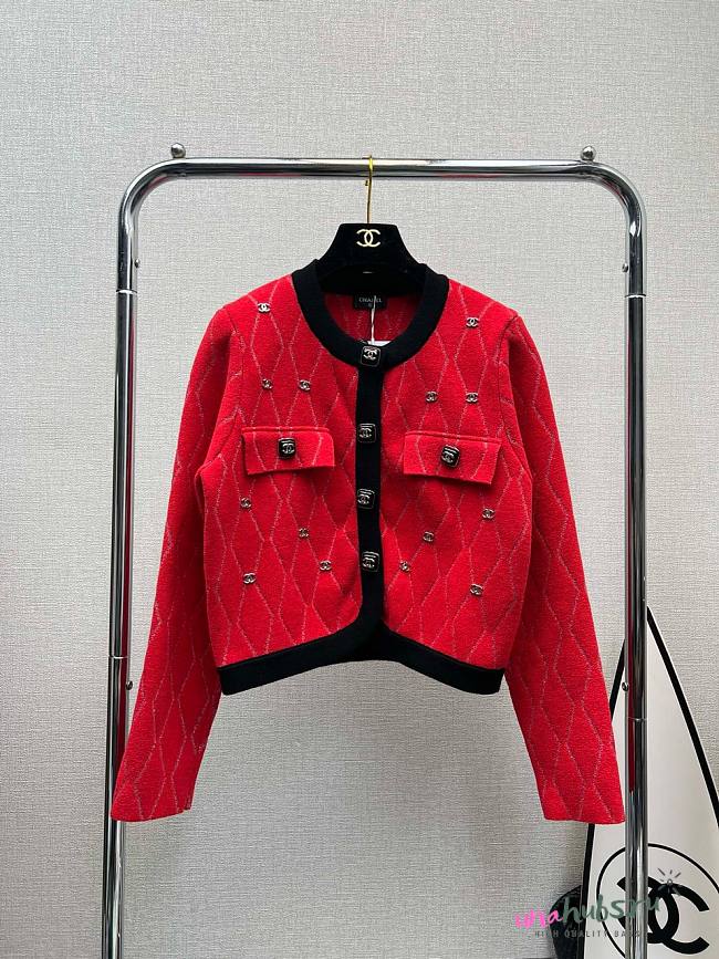 Chanel red knitted jacket - 1